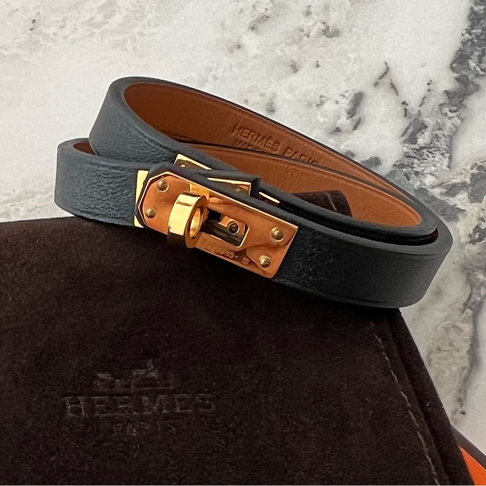Hermes Mini Kelly Double Tour Bracelet (Noir / Black)